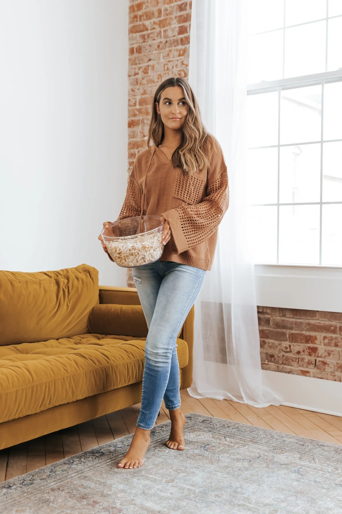 Camel Crochet Detail Hooded Sweater | Magnolia Boutique | Magnolia Boutique