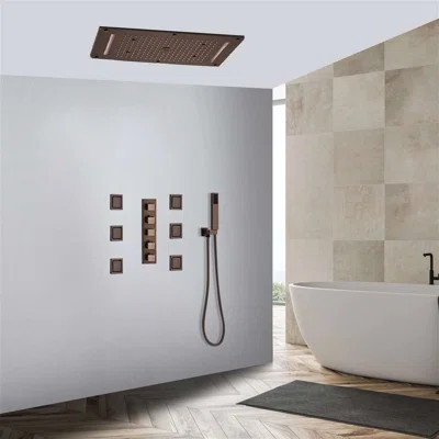 Elegant Bronze LED Rainfall Shower System Lima Luxury Design with Thermostatic Control | Wayfair North America