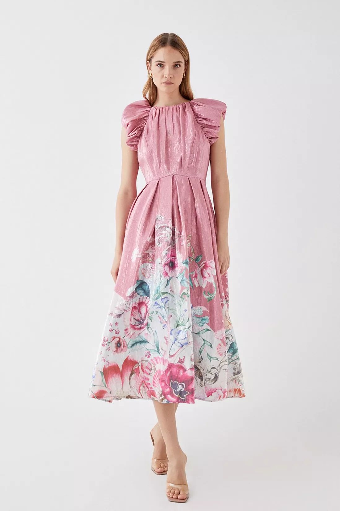 Dresses | The Collector Metallic Puff Shoulder Midi Dress | Coast | Coast UK & IE