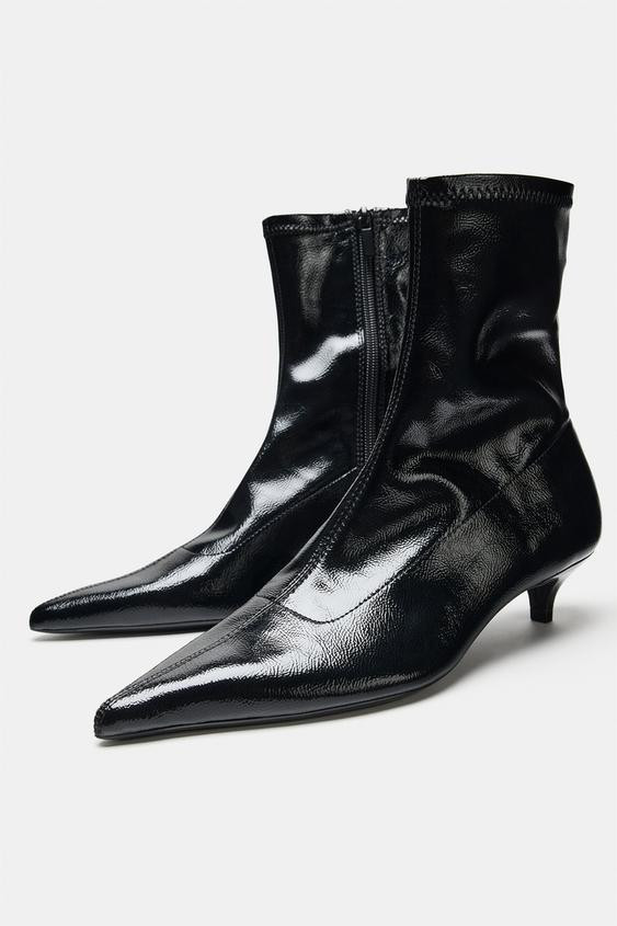 Zara - Kitten Heel Ankle Boots - Black - 6½ - Woman | Zara US