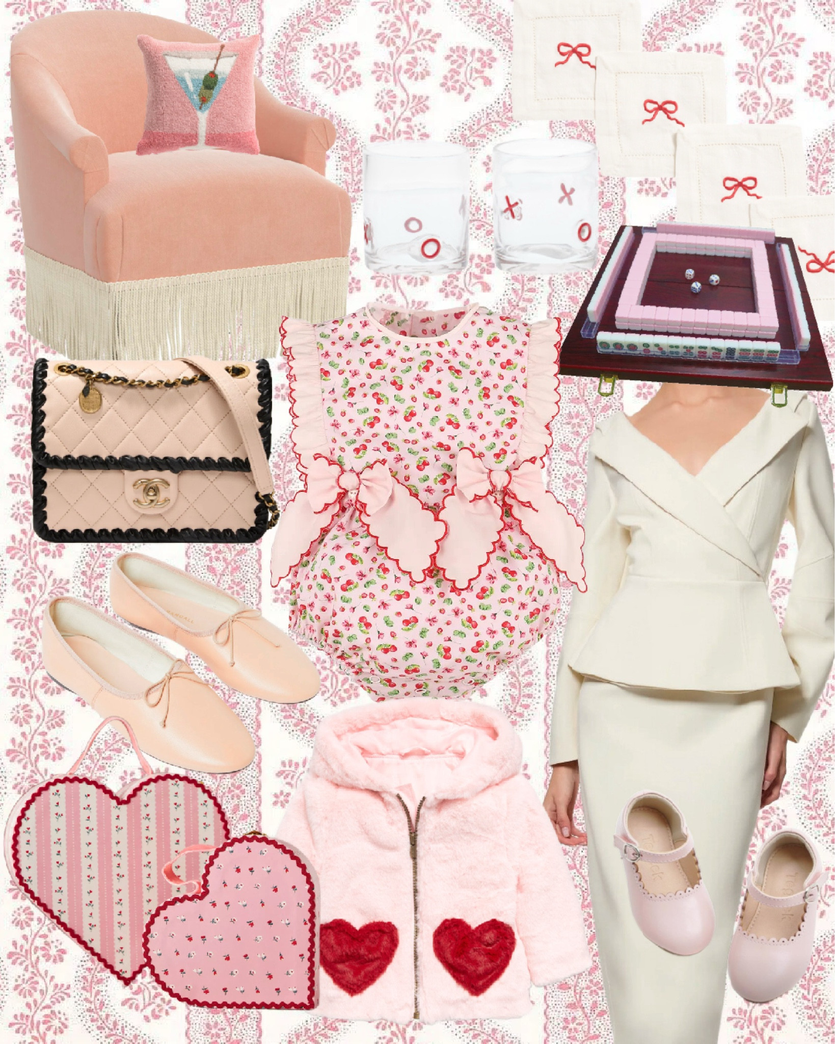 Valentine’s Day Gifts! 

Valentine’s Day basket, pink chair, pink shoes, Chanel bag, hearts, heart glassware, glass, mahjong, bow cocktail napkins, girls sjoes, pink scallops, kids shoes, girls shoes, nursery , baptism dress, ivory dress 

#LTKHoliday