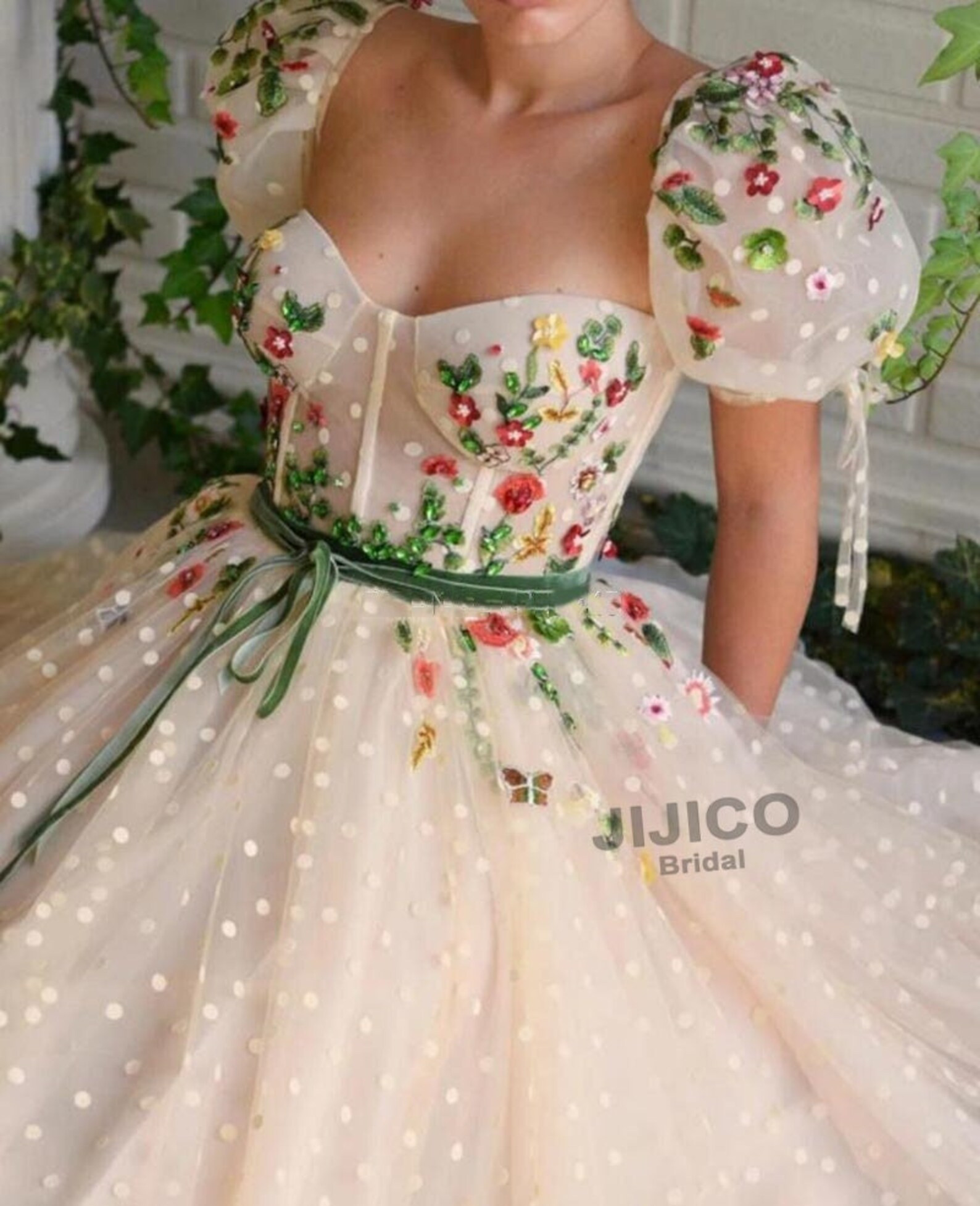 Floral Embroidered Lace Evening Gown Floral Wedding Dress  | Etsy | Etsy (US)