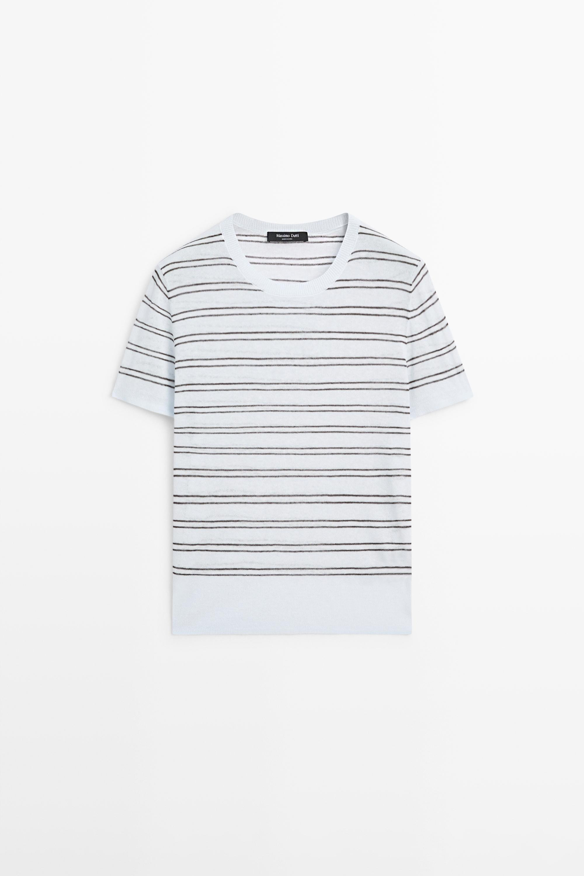 Kurzarmpullover mit Streifendetail | Massimo Dutti DE