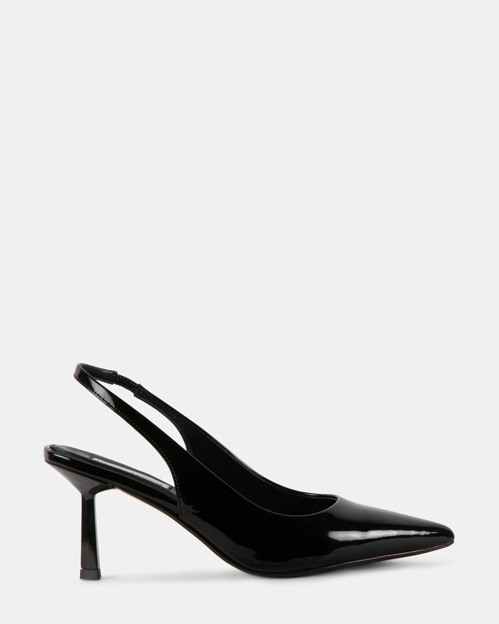 DELVA Black Patent Slingback Pointed-Toe Heel | Women's Designer Heels | Steve Madden (Canada)
