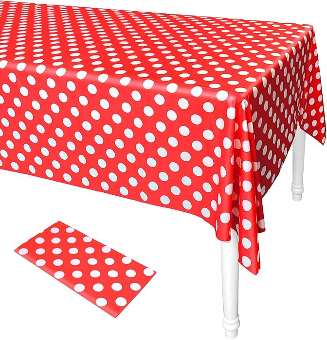 ELECLAND Red Polka Dot Plastic Tablecloth - Rectangle Table Cover 137cmx274cm for Circus Party, W... | Amazon (UK)