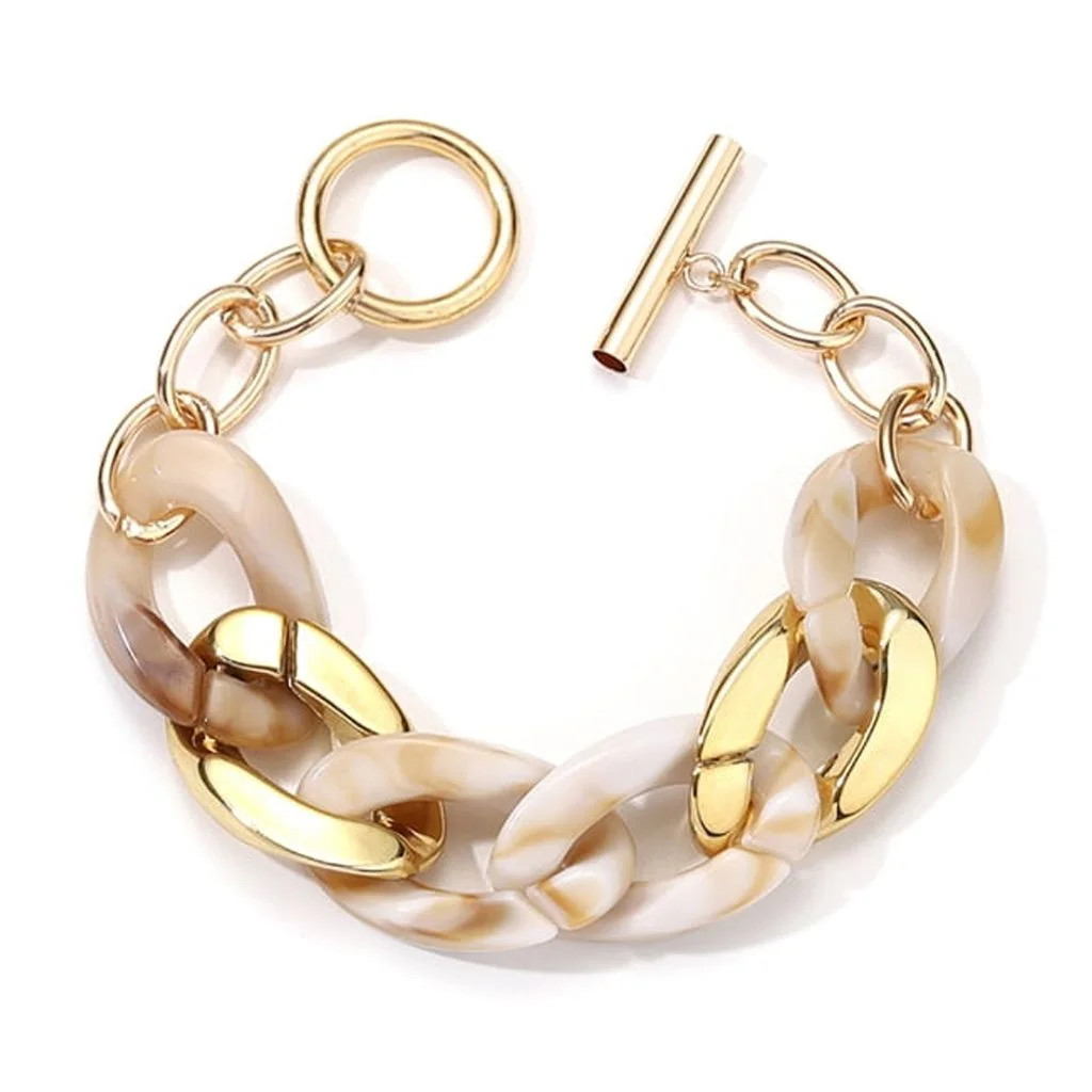 WINDLAND Two Tone Handchain Candy Color Resin Bangle Fashion Bracelet Jewelry for Women | Walmart (US)