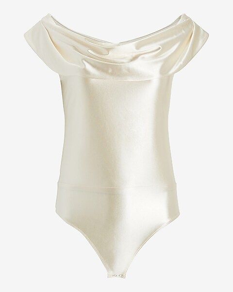 Satin Off The Shoulder Thong Bodysuit | Express