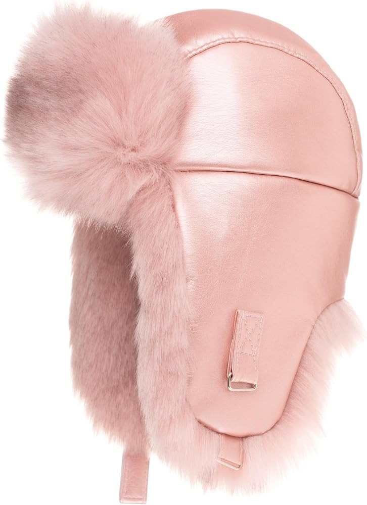 Futrzane Leather Trapper Hat - Ladies Russian Hats with Ear Flaps - Warm Ushanka | Amazon (US)