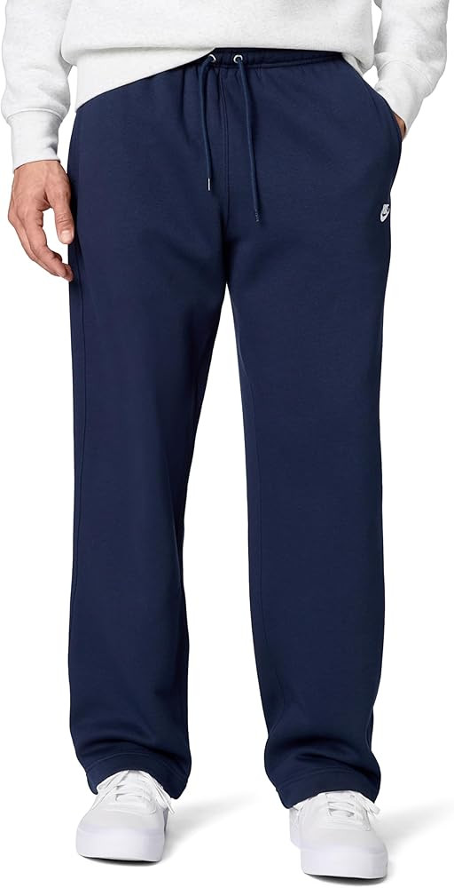 Amazon.com: Nike Men's Club Open Hem Brushed Fleece Pants, Dark Grey Heather/Light Smoke Grey/Whi... | Amazon (US)