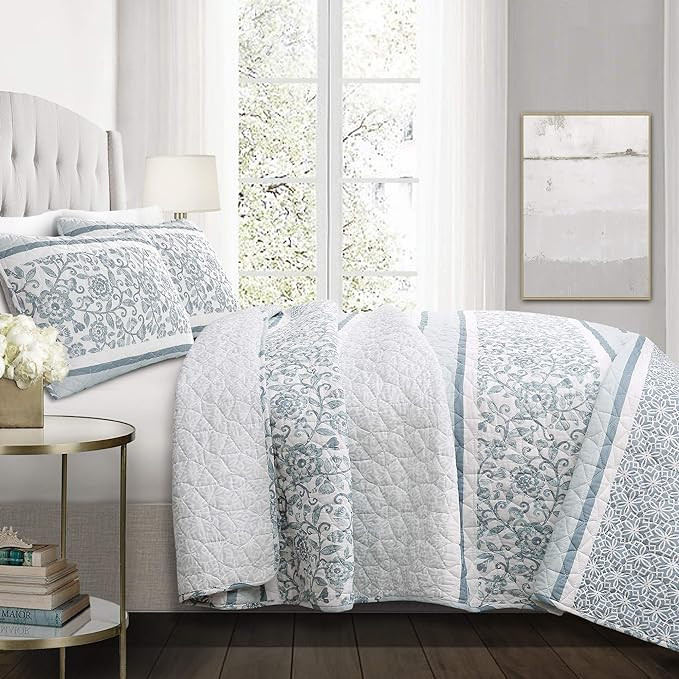 Lush Decor, King, Blue Nisha 3 Piece Quilt Set | Amazon (US)