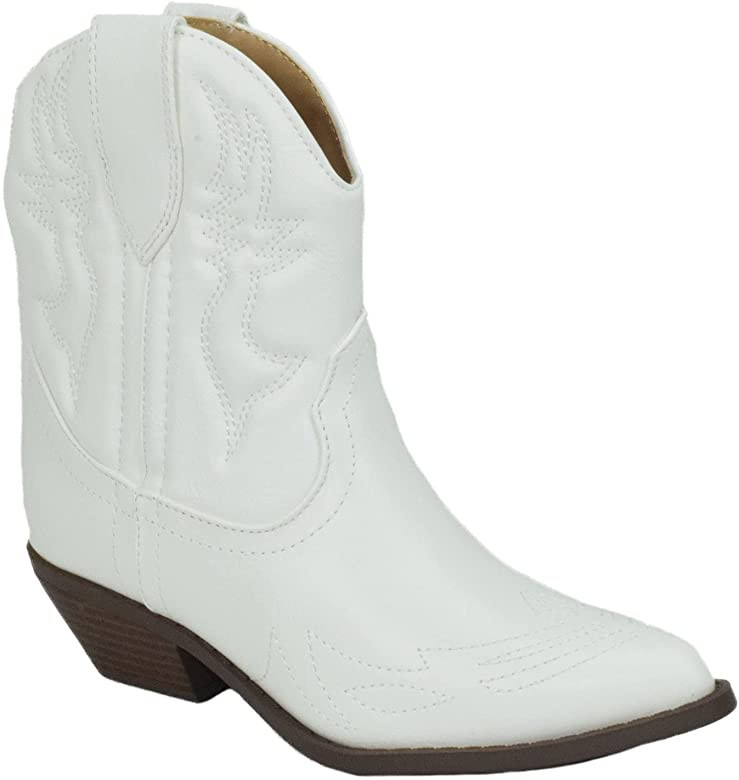 Soda Women Cowgirl Cowboy Western Stitched Ankle Boots Pointed Toe Short Booties Rigging-S | Amazon (US)