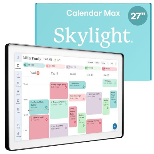 Skylight Calendar Max: 27-Inch Smart Digital Calendar & Chore Chart, Family Organizer with Interactive Touchscreen Display – Wall Mountable in Portrait or Landscape, Charcoal Shadowbox Frame | Amazon (US)