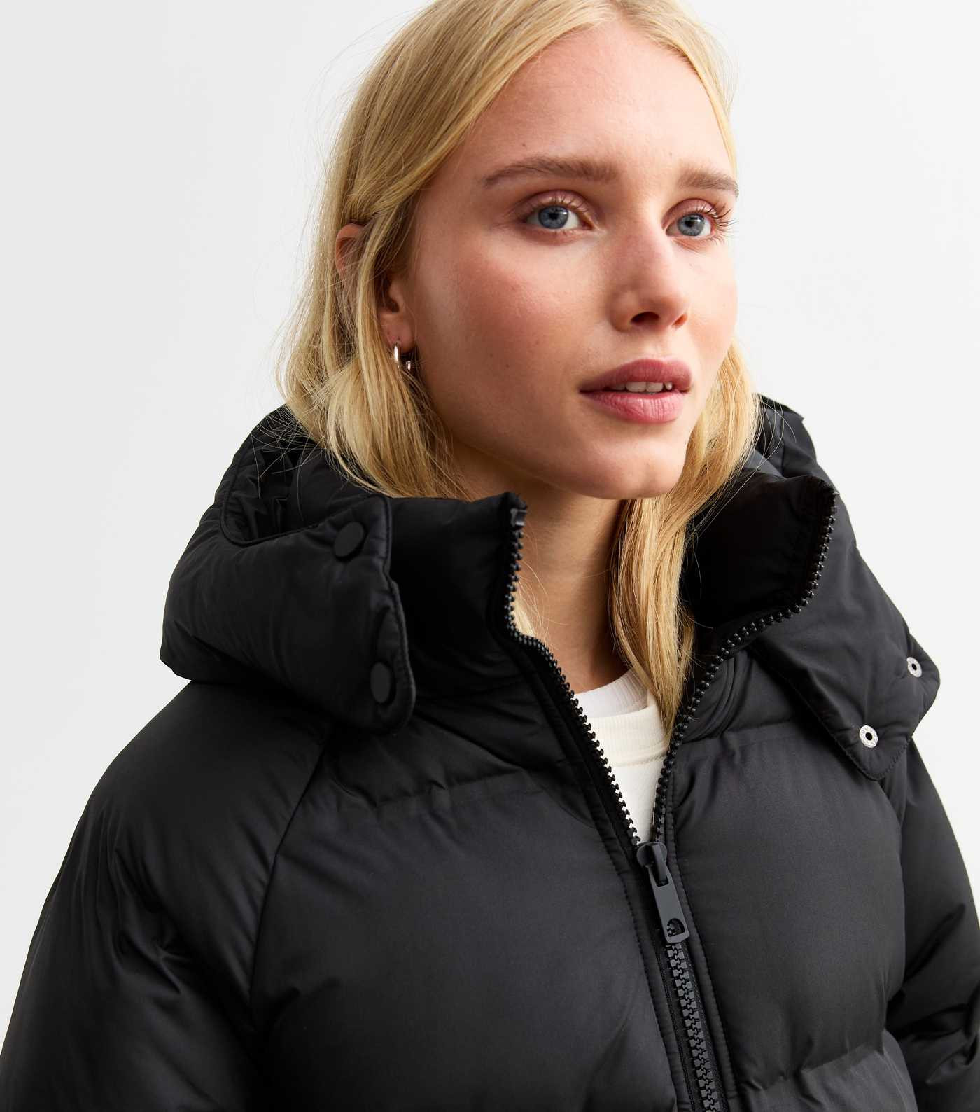 Black Shower Resistant Hooded Longline Puffer Coat | New Look | New Look (UK)