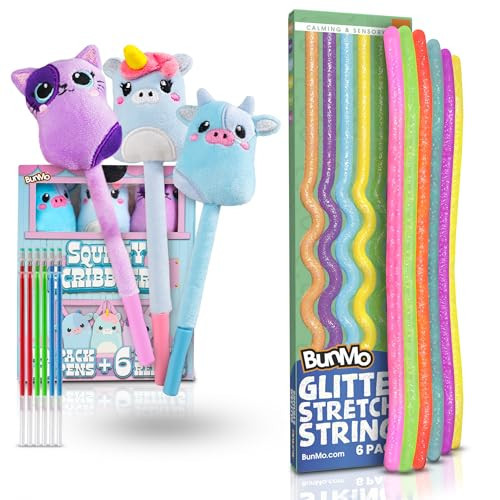 BUNMO Bundles - Cute Pens & Stretchy Strings - Sensory Toys for Toddlers - Cute Pens with Soft Grip - Fun Pens for Kids Drawing & Writing - Gift for Teen Girls - Toys for Kids with Autism | Amazon (US)