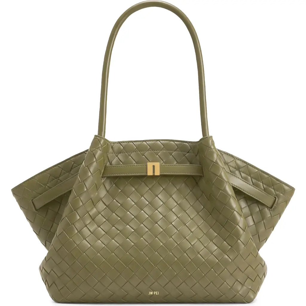 JW PEI Medium Hana Woven Faux Leather Tote in Olive Green at Nordstrom Rack | Nordstrom Rack