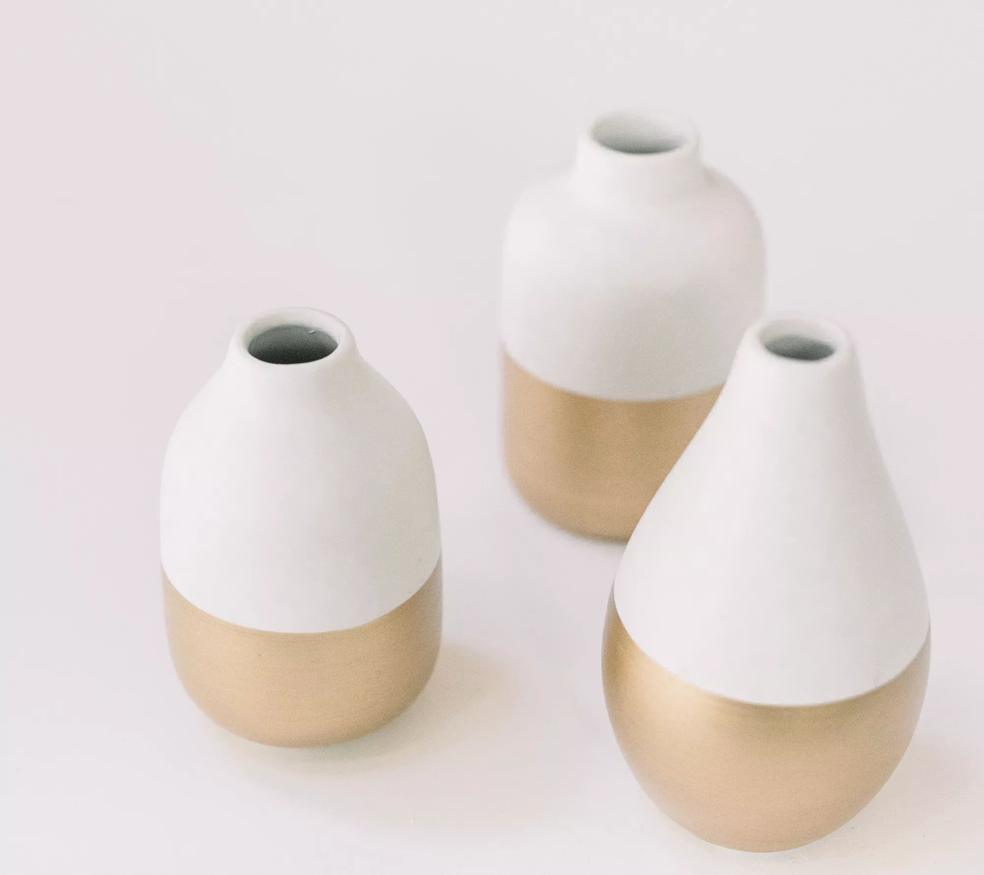 Set of 3 Ceramic Goldtone Dipped Vases by Lauren McBride - QVC.com | QVC