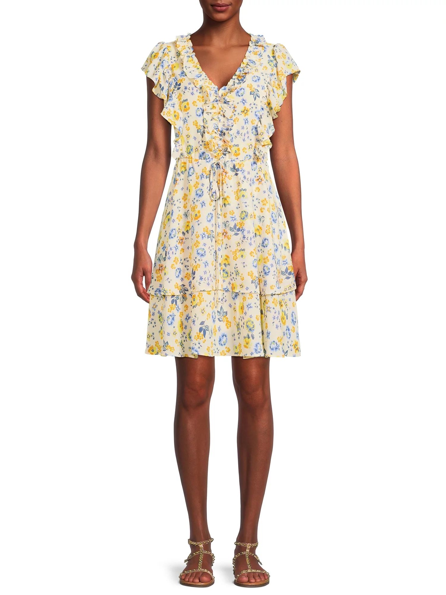 A…Love Story Women's Printed Mixed Ruffle Dress - Walmart.com | Walmart (US)
