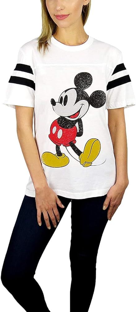Disney Womens Mickey Mouse Varsity Football Tee | Amazon (US)