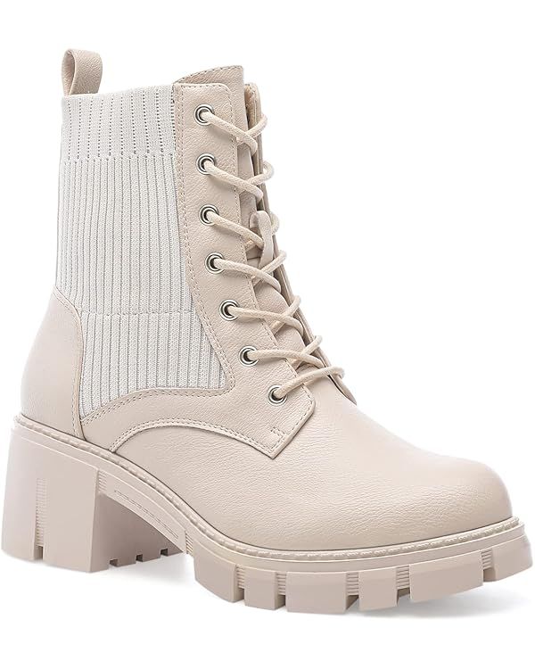 YETIER Combat Boots Womens Lug Sole Ankle Bootie for Women Lace up Platform Fashion Hiking Chelse... | Amazon (US)
