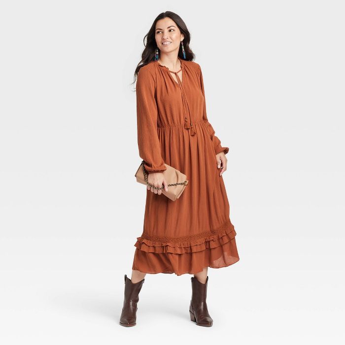 Women's Ruffle Long Sleeve Dress - Knox Rose™ | Target