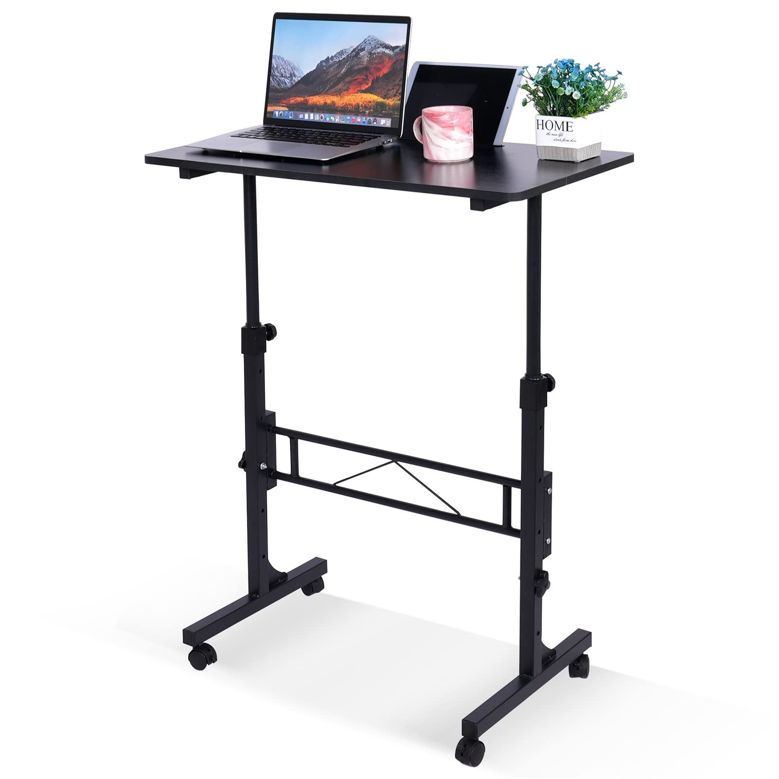 Standing Desk Adjustable Height, Mobile Stand Up Desks with Wheels Small Computer Desk Rolling De... | Amazon (US)