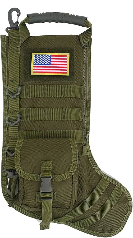 Amazon.com : Speed Track 2022 Tactical Christmas Stocking, with Flag Patch MOLLE Webbing, Zip Poc... | Amazon (US)