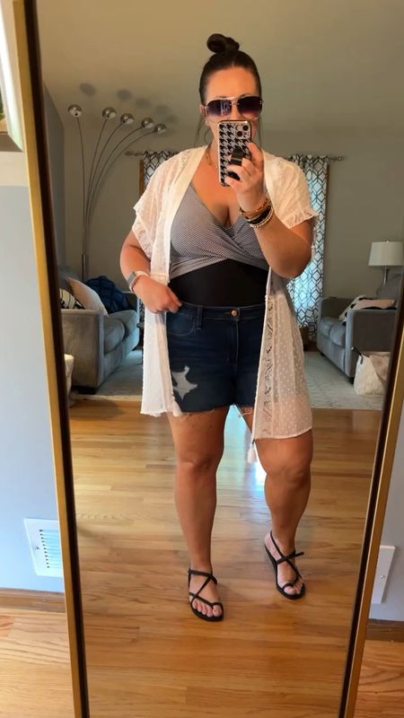 Today’s swimsuit look! XL swimsuit from Amazon!  Large swimsuit coverup from Walmart. Sandals run small. Size up one size  

#LTKunder50 #LTKswim #LTKcurves