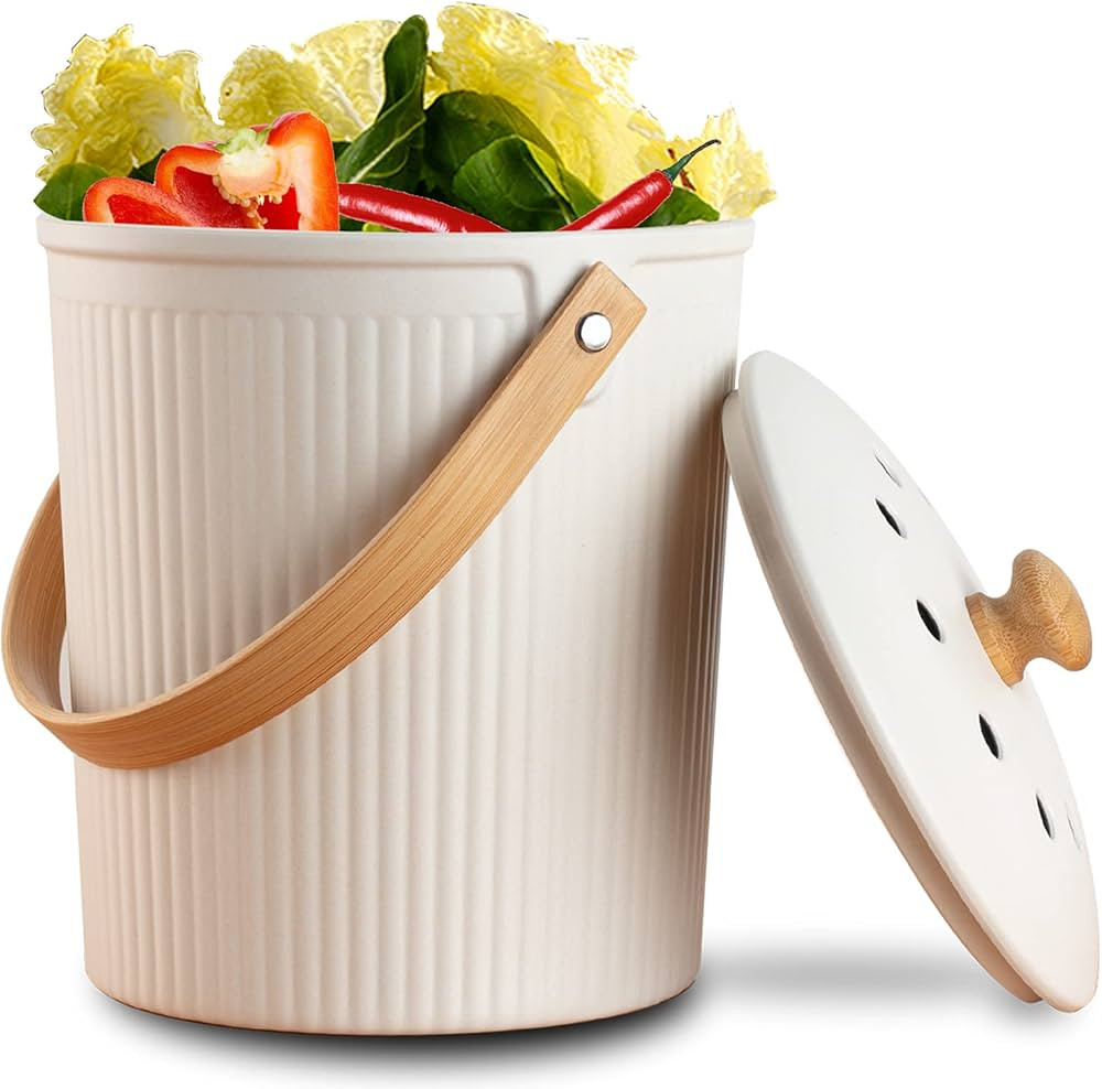 Kitchen Compost Bin, LALASTAR Countertop Compost Bin with Lid, Made of Sustainable Bamboo Fiber, ... | Amazon (US)