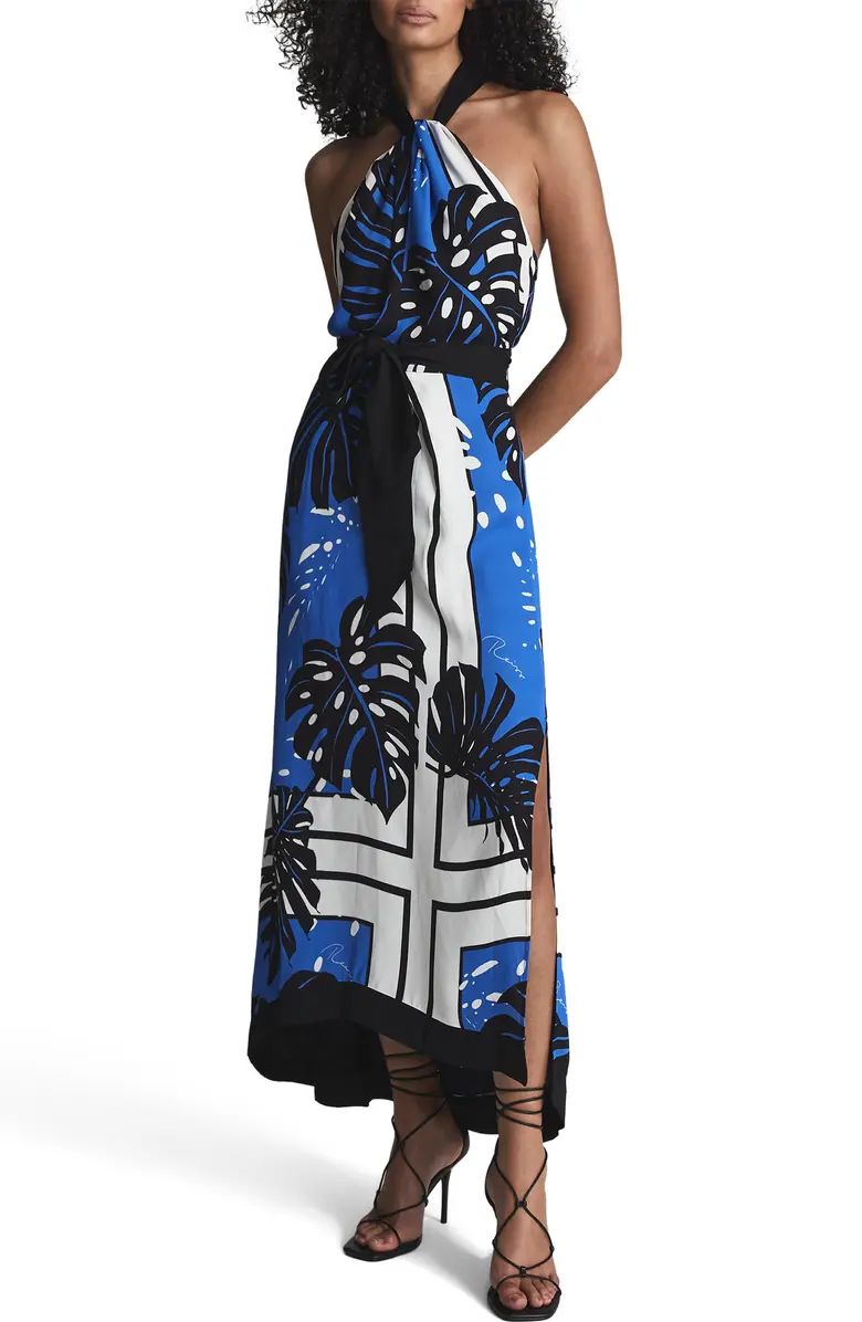 Reiss Erin Leaf Print Halter Neck Maxi Dress | Nordstrom | Nordstrom