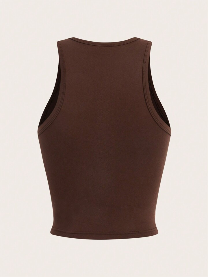 SHEIN EZwear Western Cow Head Pattern Brown Round Neck Sexy & Casual Cropped Tank Top, Suitable F... | SHEIN