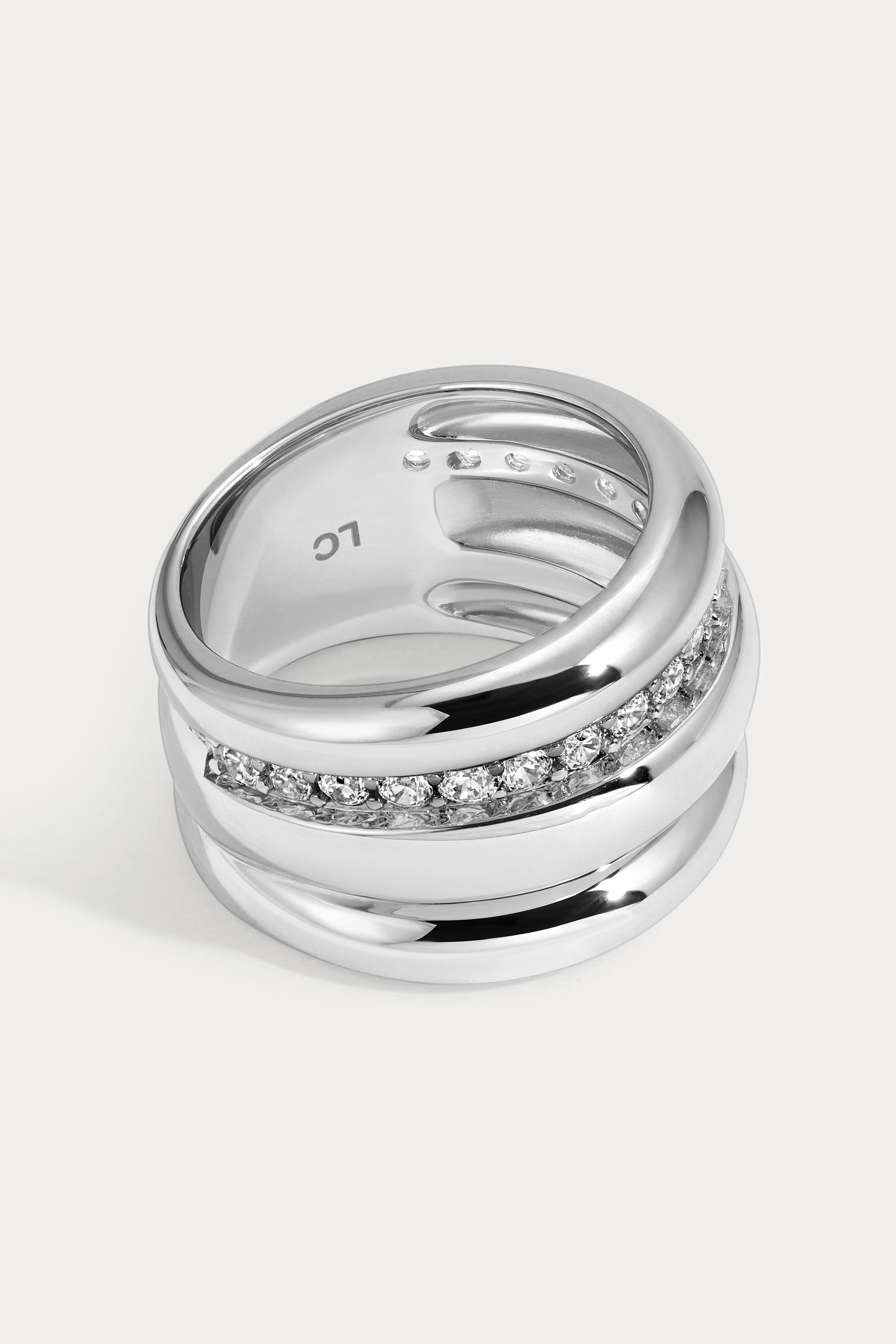 White Cz Triple Banded Dome Ring | Lili Claspe