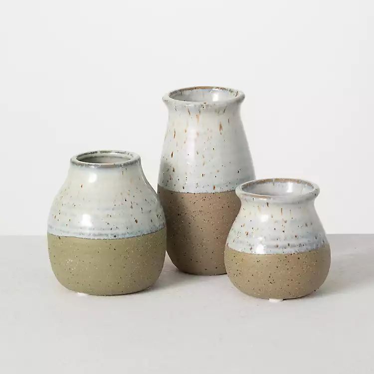 Short Terracotta Two-Tone Speckled Vases, Set of 3 | Kirkland's Home