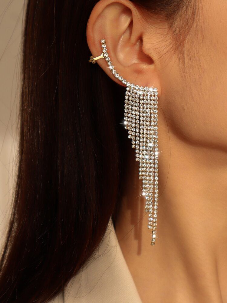 Rhinestone Tassel Design Earrings | SHEIN