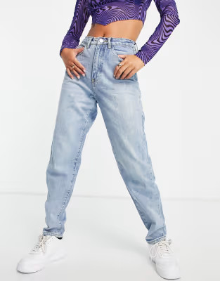 Missguided Riot mom jeans in stonewash blue | ASOS (Global)