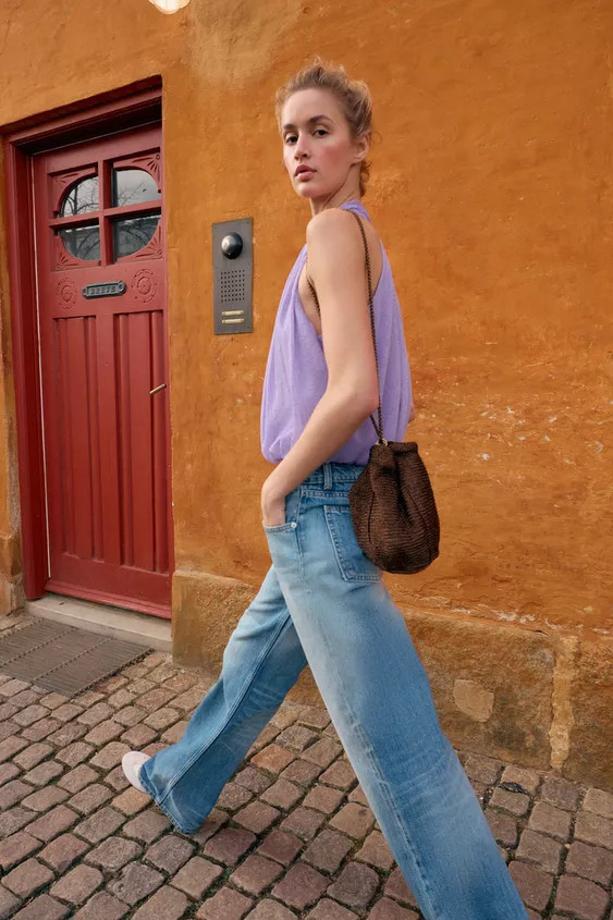 POLKA DOT BALLOON HALTER TOP | Zara US