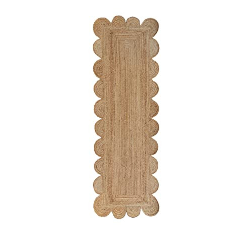 Scalloped Natural Jute Area Rug, Natural Color (2'6"X12') | Amazon (US)
