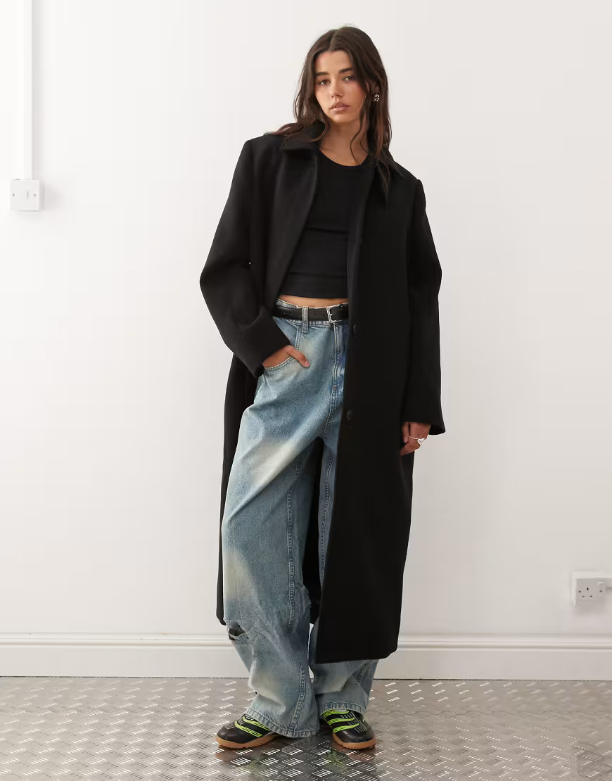 Weekday wool blend car coat in black | ASOS (Global)