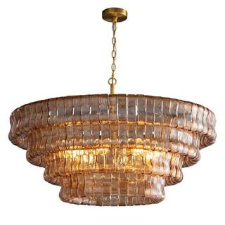 Modern Chandelier 36 in. 6-Lights Gold Crystal Drum Chandelier for Dining Room, Living Room, Kitc... | The Home Depot
