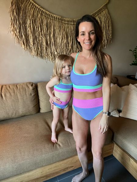 We love a matching moment 👯‍♀️💖

This bikini is VERY comfortable and perfect for chasing your toddler around at the pool and beach. I sized up one to a medium in both pieces. Eleanor’s swimsuit fits tts. Both of our tops have adjustable straps. ✨

#mommyandme #twin #twinning #matching #mommyandmini #matchingset #swim #swimwear #bikini #family #matchingfamily #swimsuit #beach #pool #summer #summerstyle #vacation #vacay 

#LTKfamily #LTKswim #LTKfindsunder100
