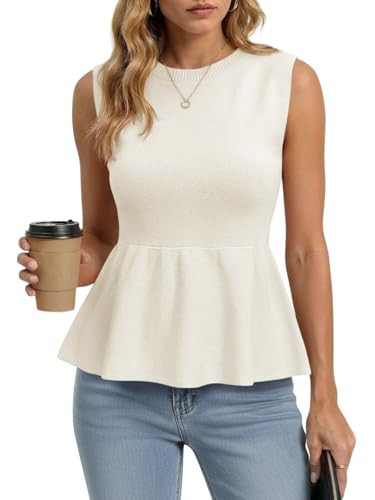 Saodimallsu Womens Peplum Tank Tops Ribbed Knit Babydoll Sleeveless Crop Tops Sweater Vest 2026 C... | Amazon (US)