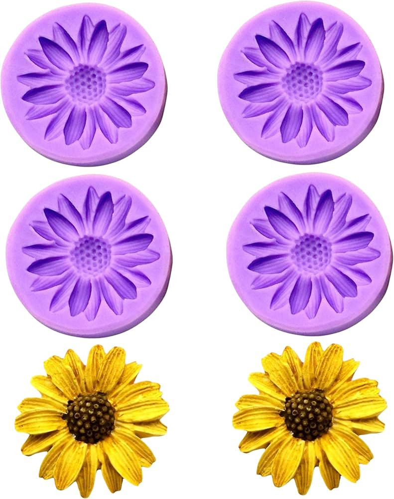 Sunflower Molds,4 Pack of Chrysanthemum Silicone Molds,Flowers Chocolate Fondant Cake Molds,Sugar... | Amazon (US)