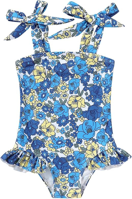 YOUNGER TREE Toddler Swimsuit Girl Color Block Stripe One-Piece Swimwear Baby Girl Bathing Suits | Amazon (US)