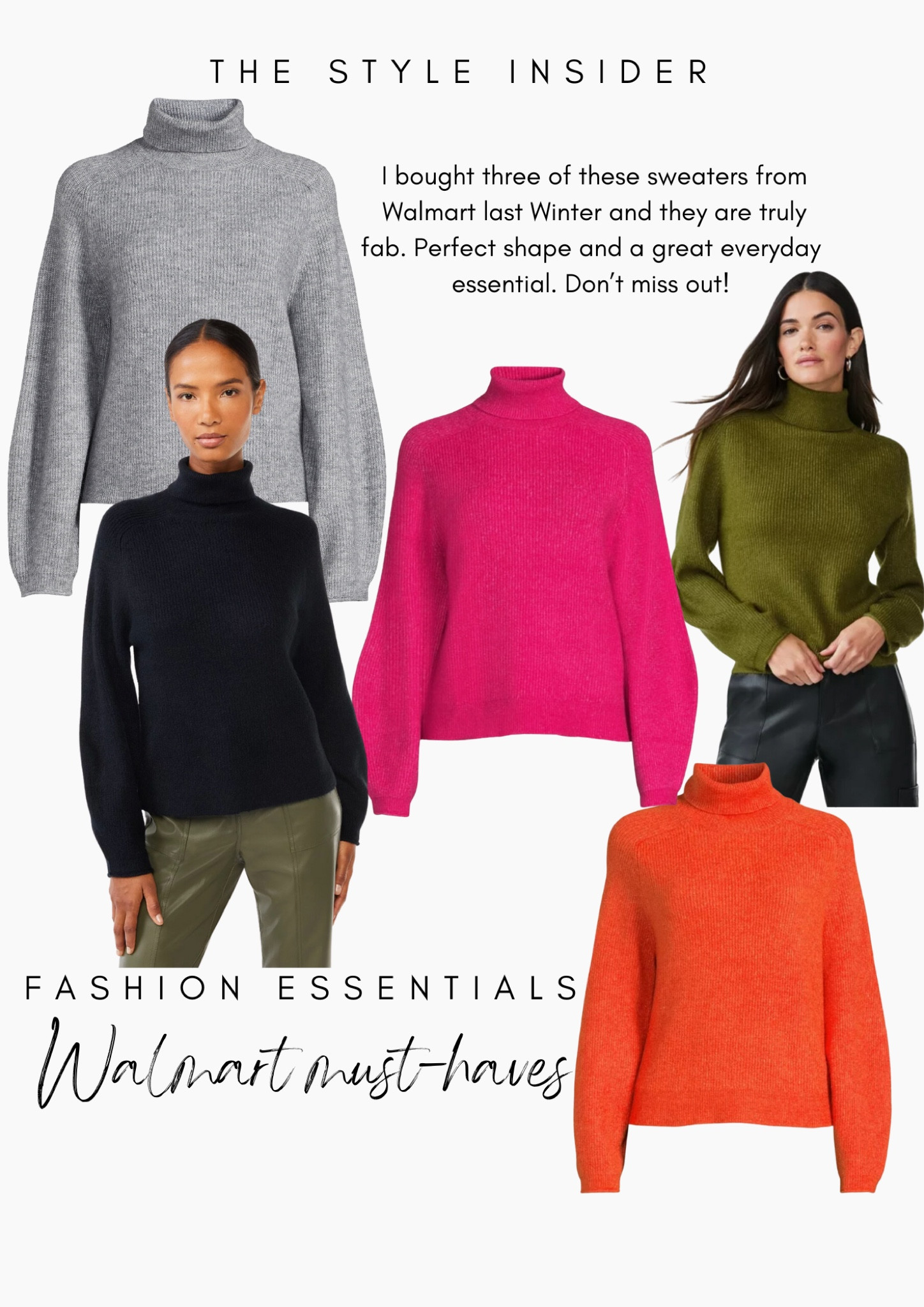 I bought three of these Walmart turtlenecks last winter and they are back. Run don’t walk people they are fabulous!

#LTKfindsunder50 #LTKover40