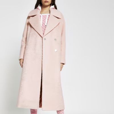 Pink oversized longline coat | River Island (US)