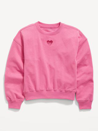 Slouchy Crew-Neck Graphic Sweatshirt for Girls | Old Navy (US)