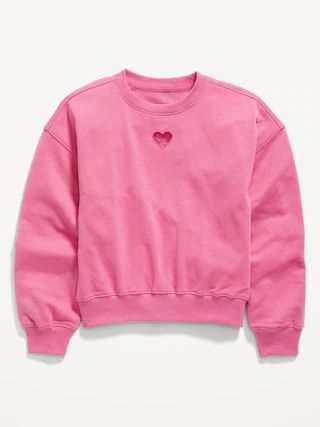 Slouchy Crew-Neck Graphic Sweatshirt for Girls | Old Navy (US)