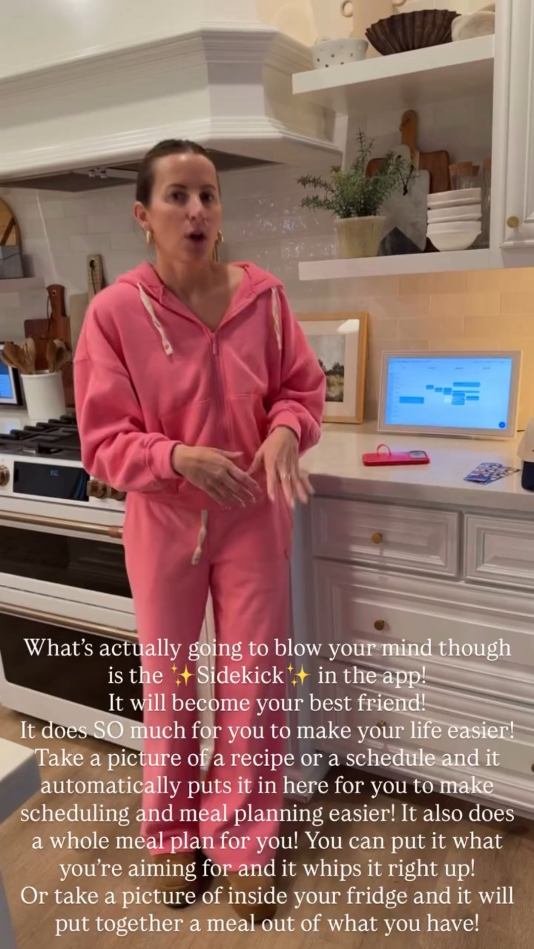What’s actually going to blow your mind though is the ✨Sidekick✨ in the app! 
It will become your best friend! 
It does SO much for you to make your life easier!
Take a picture of a recipe or a schedule and it automatically puts it in here for you to make scheduling and meal planning easier! It also does a whole meal plan for you! You can put it what you’re aiming for and it whips it right up! 
Or take a picture of inside your fridge and it will put together a meal out of what you have!