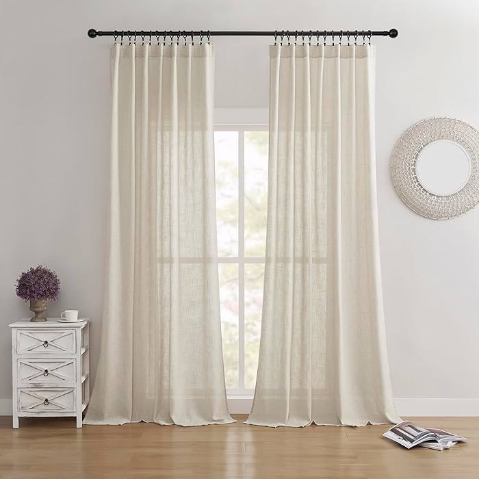 Joydeco Linen Curtains 96 Inches Long,Living Room Curtains 2 Panel Sets,Light Filtering Drapes wi... | Amazon (US)