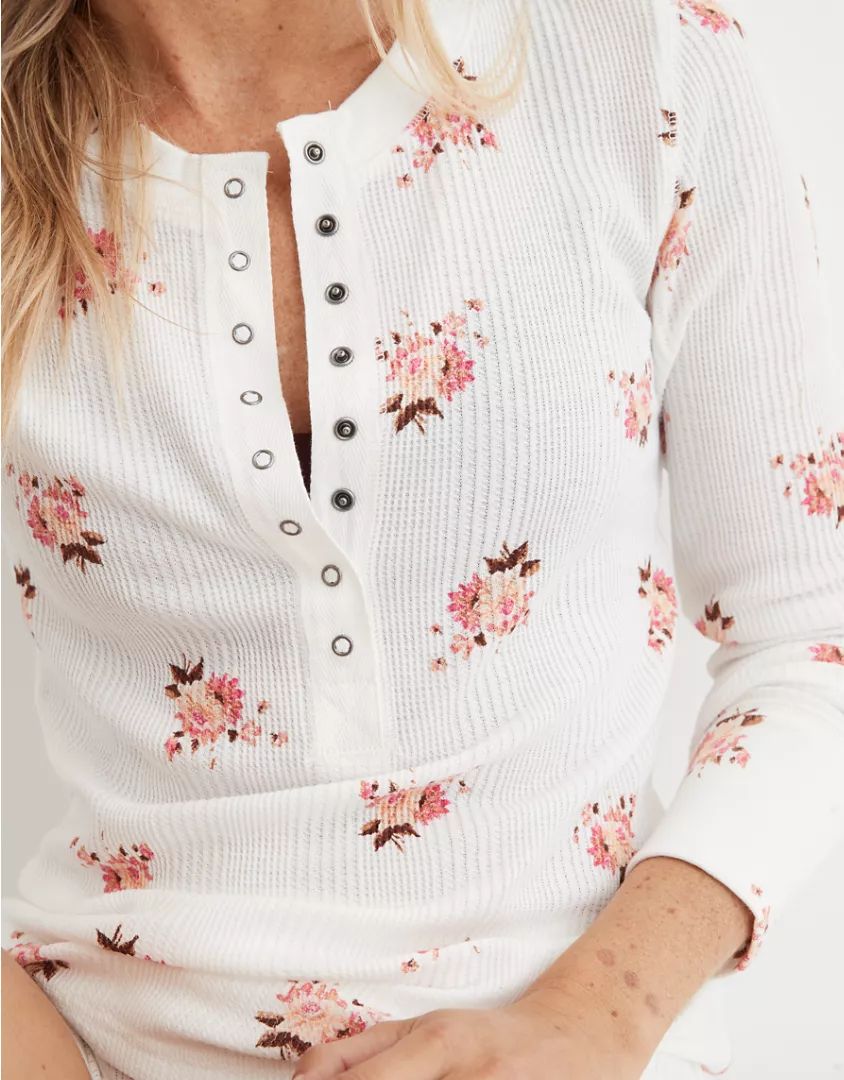 Aerie Heart-Eyes Waffle Long Sleeve T-Shirt | American Eagle Outfitters (US & CA)