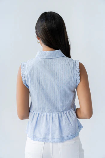Julian Collared Blouse in Blue | Böhme US